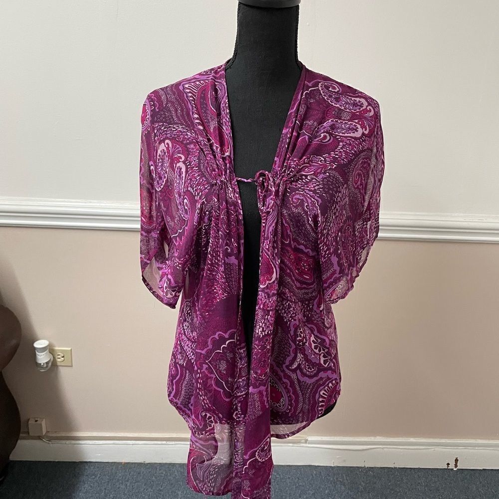 Izod See Through Blouse with Tie Front